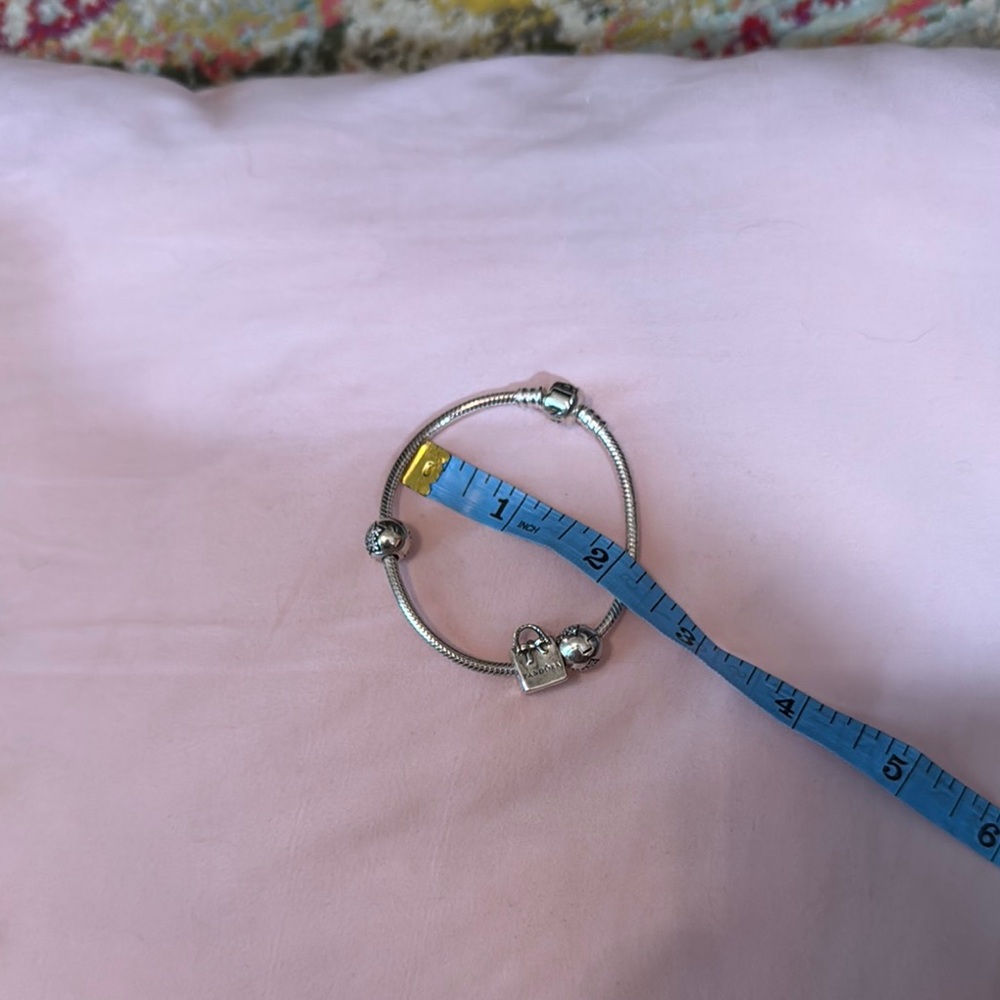 ⛓️🍄🌸❤️Pandora Silver Charm Bracelet with Elegant Design - Picture 7 of 9